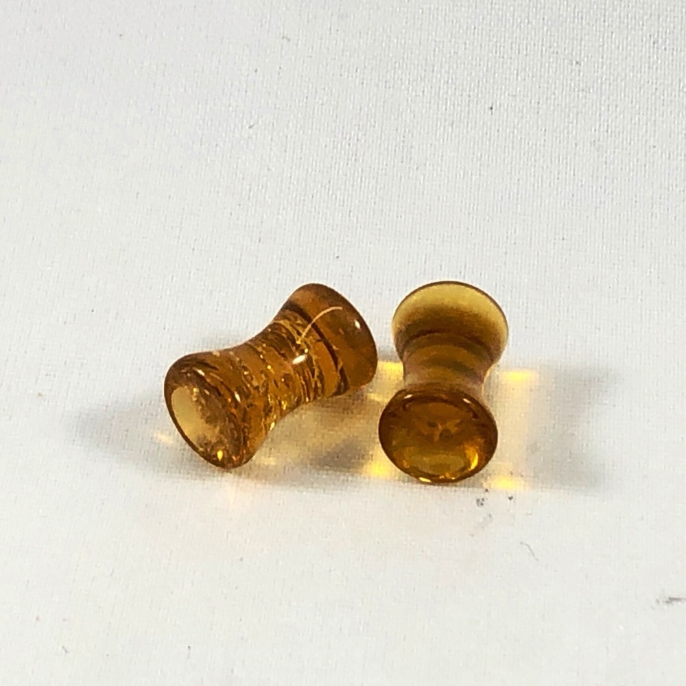 Pair Double Flare Clear Amber Acrylic Saddle Plugs